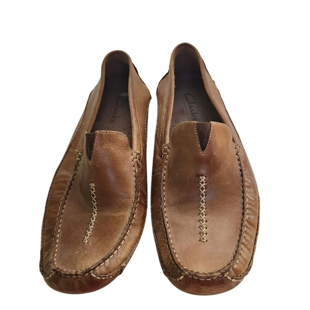 Clarks Tan Leather Comfort Loafers Size 12M
